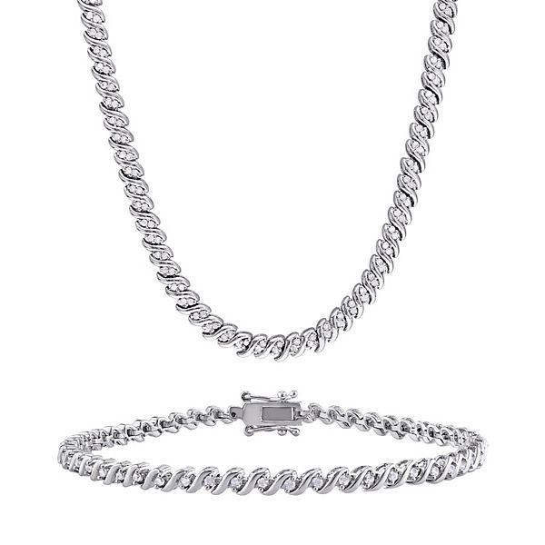 Stella Grace 1 1/2 Carat T.W. Diamond Tennis Bracelet & Necklace Set