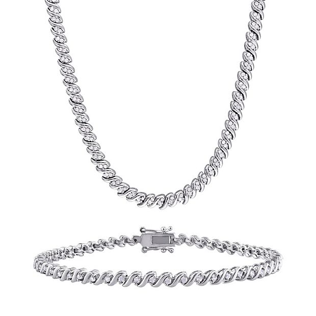 Diamond tennis bracelet hot sale and necklace