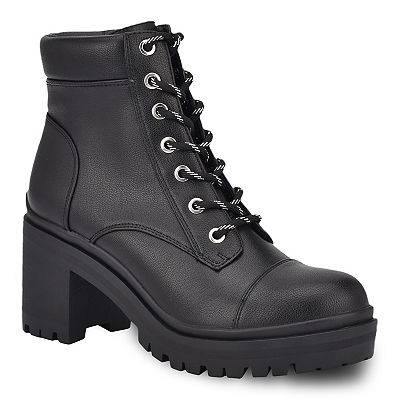 Combat boots block heel best sale