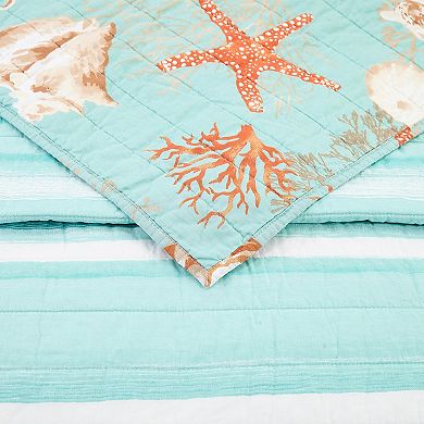 Modern Heirloom Starfish & Shells Quilt Set and Shams