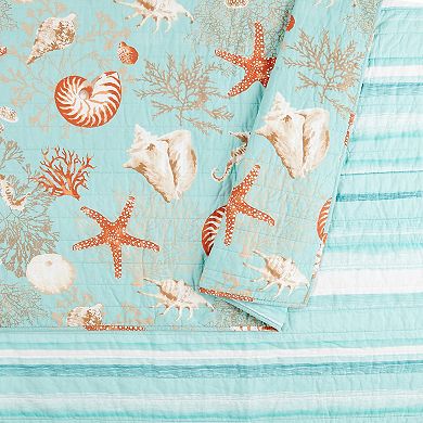 Modern Heirloom Starfish & Shells Quilt Set and Shams