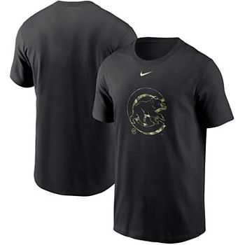 Nike Men's Black Chicago Cubs Team Camo Logo T-Shirt