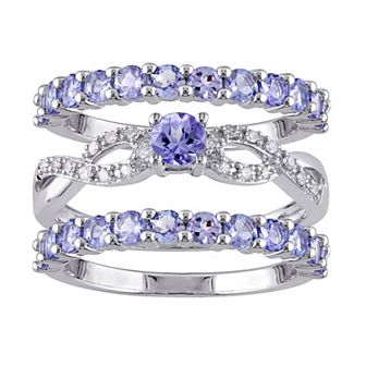Stella Grace Sterling Silver Tanzanite & 1/10 Carat T.W. Diamond Ring Set