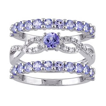 Stella Grace Sterling Silver Tanzanite & 1/10 Carat T.W. Diamond Ring Set