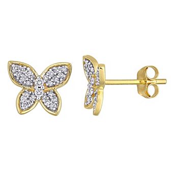 Stella Grace 10k Gold 1/5 Carat T.W. Diamond Butterfly Stud Earrings