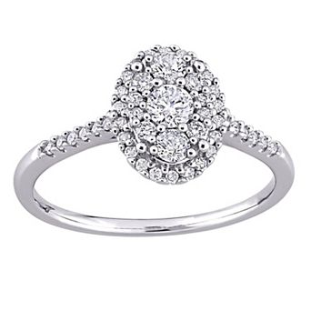 Stella Grace 10k White Gold 1/2 Carat T.W. Diamond Oval Cluster Engagement Ring