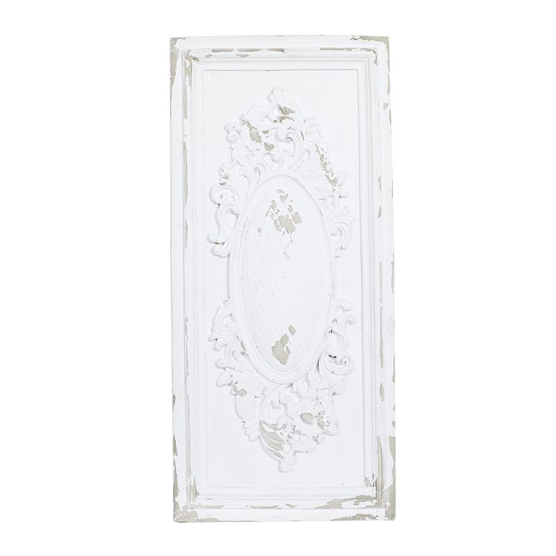 Stella & Eve Rustic Distressed White Floral Wall Plaque, XLARGE