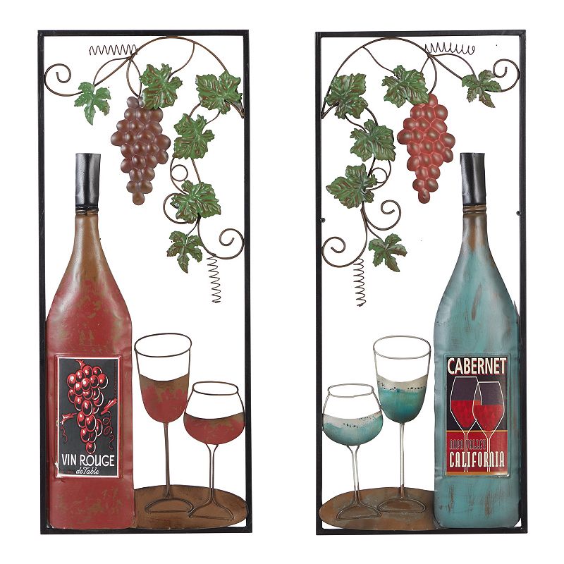 Stella & Eve Wine Bottle Wall Decor 2-piece Set, Multicolor, XLARGE
