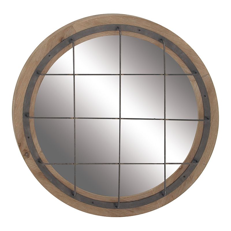 62504791 Stella & Eve Rustic Round Grid-Patterned Wall Mirr sku 62504791