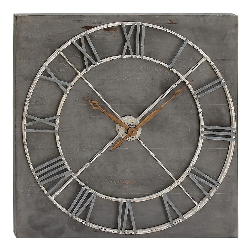 Stella & Eve Contemporary Square Wall Clock, Grey, XLARGE