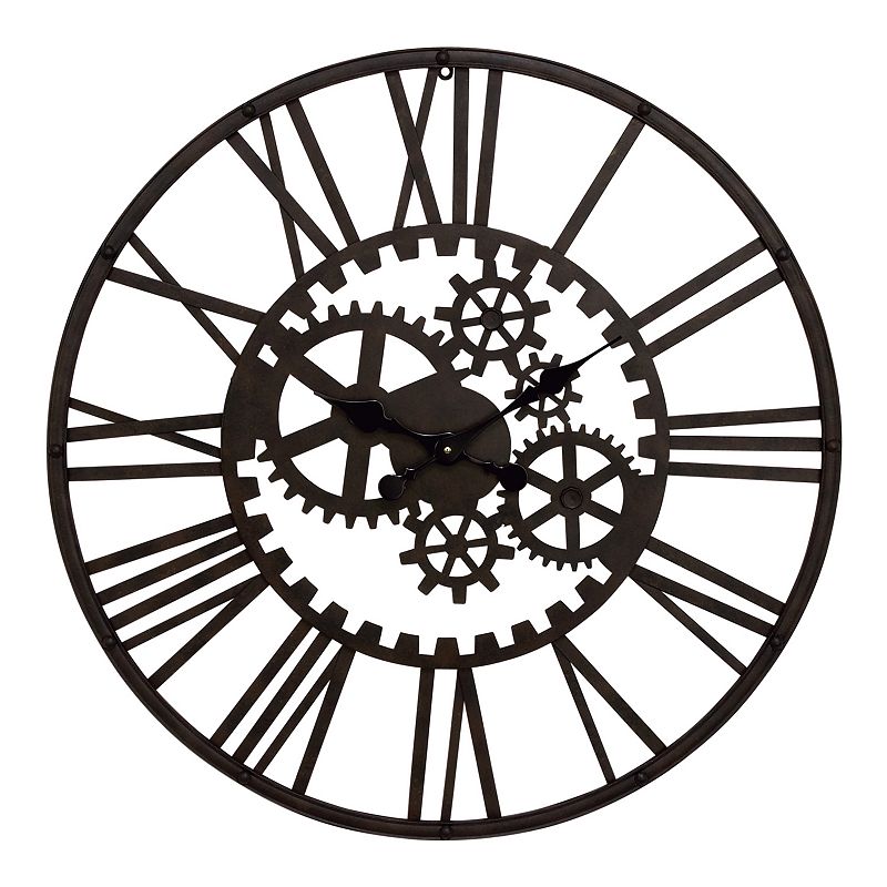 Stella & Eve Industrial Gear Wall Clock, Black, XLARGE
