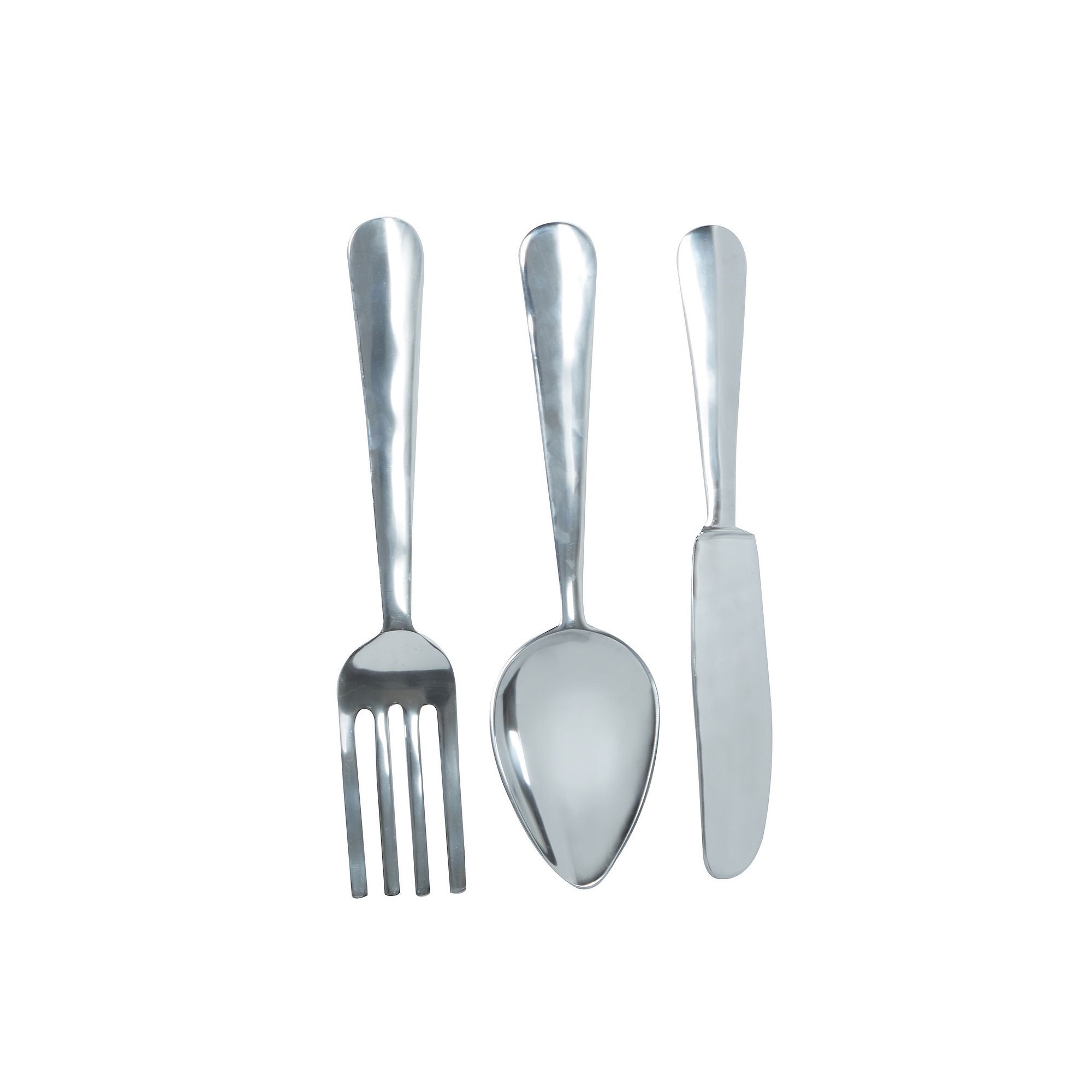Stella & Eve Utensils Silver Finish Wall Decor 3-piece Set, Gray