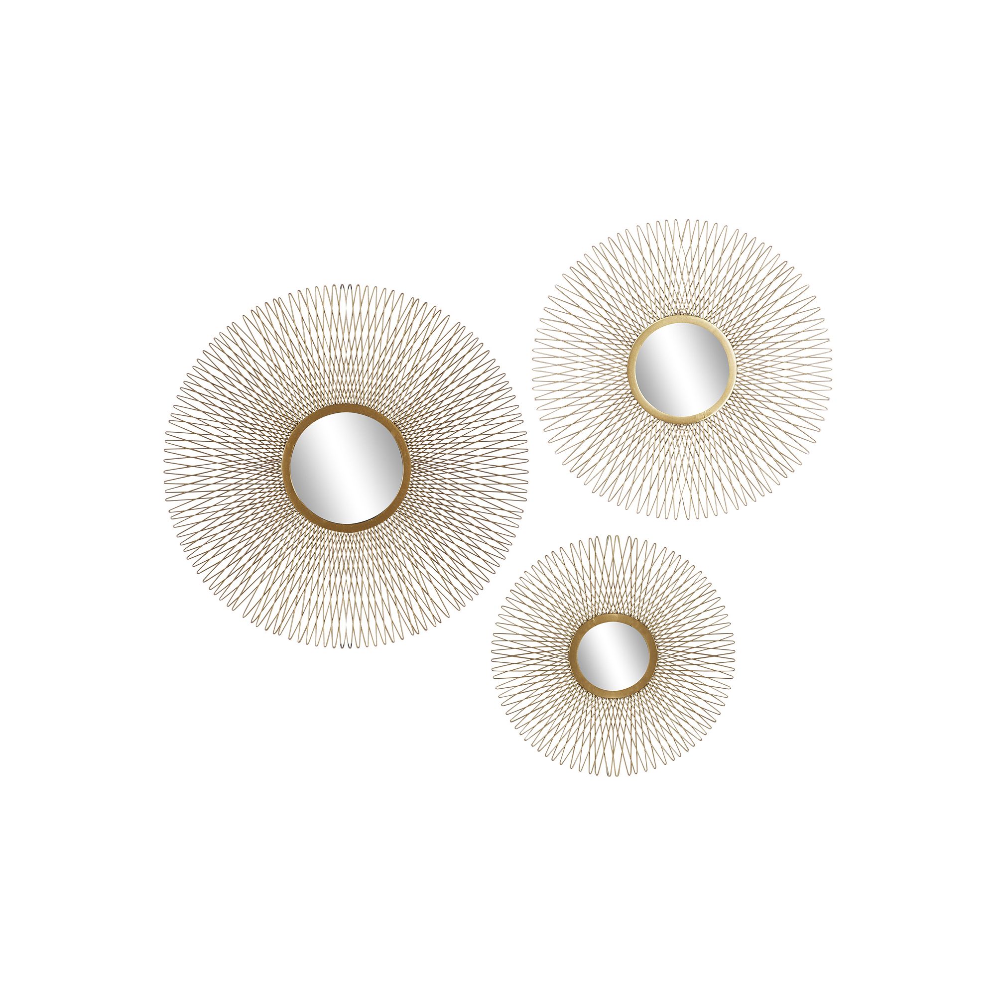 Stella & Eve Gold Finish Wire Sunburst Wall Mirror 3-piece Set, Beige