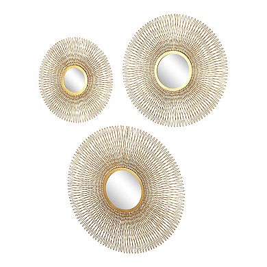 Stella & Eve Gold Finish Wire Sunburst Wall Mirror 3-piece Set