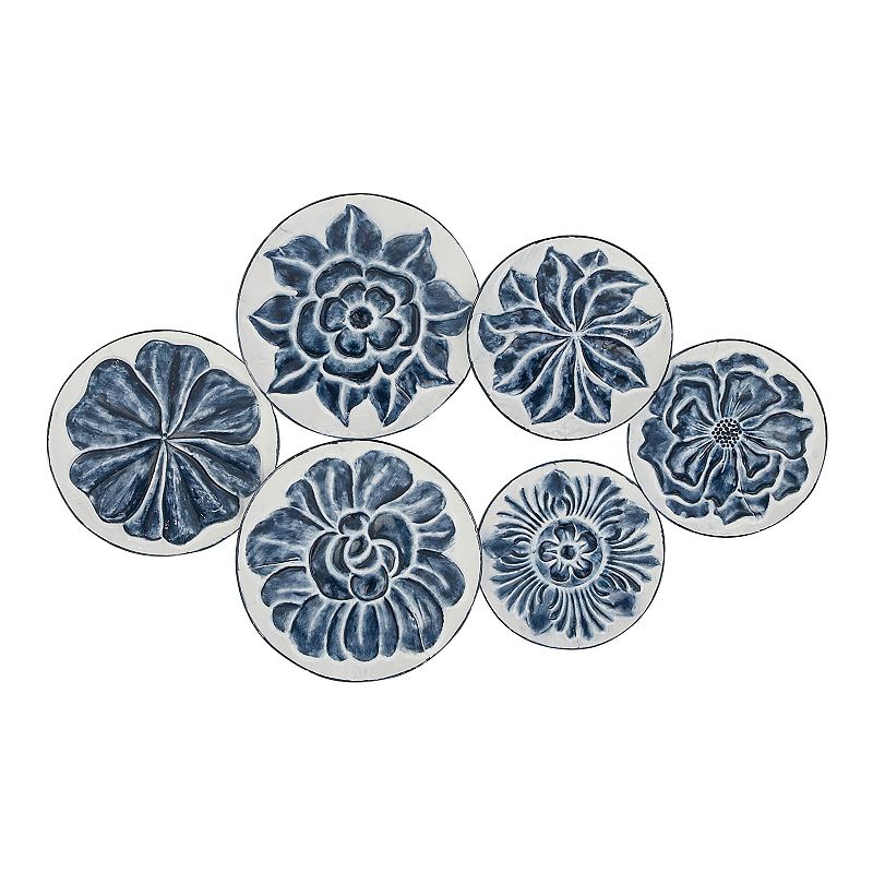 Stella & Eve Eclectic Floral Plate Wall Decor, Blue, Large