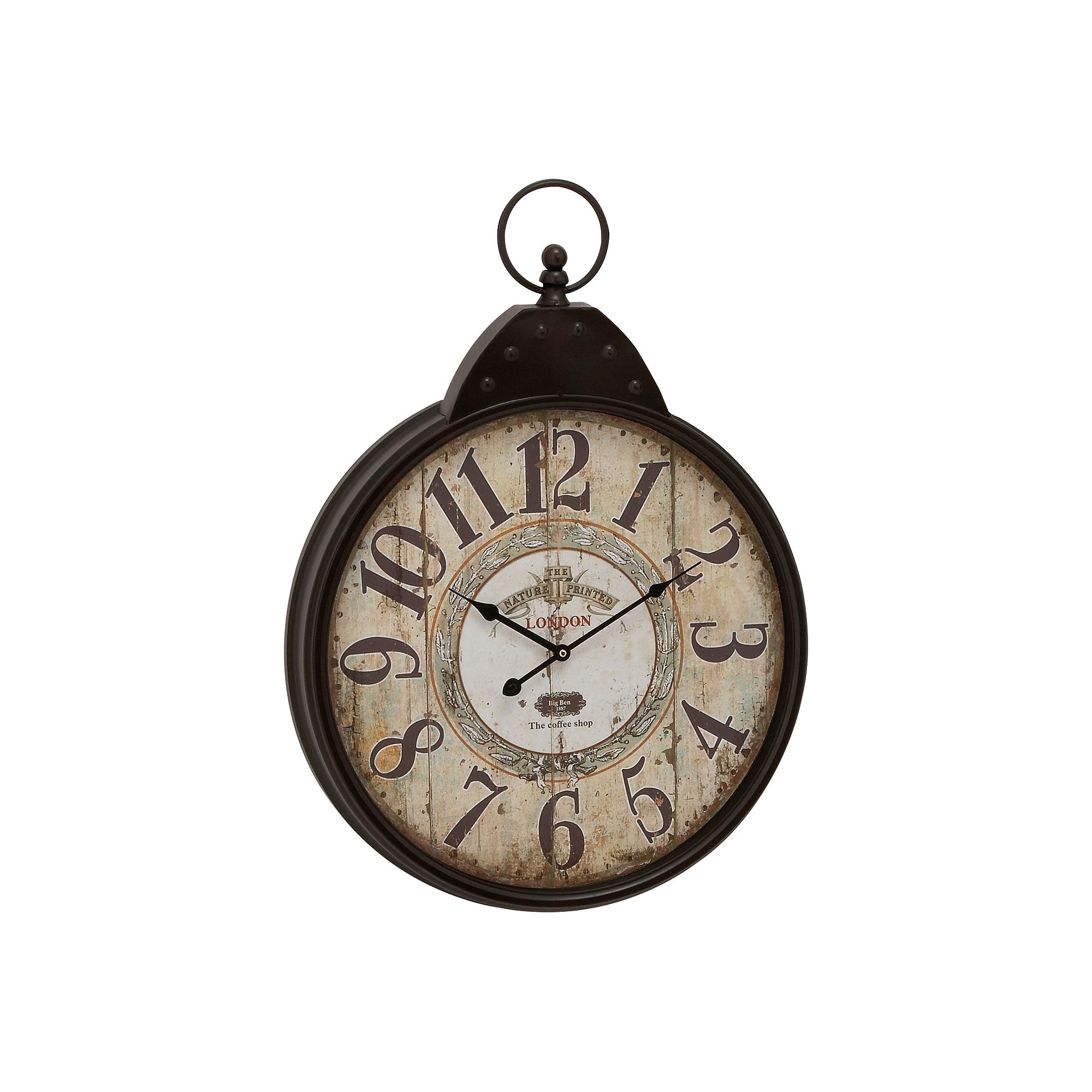 Stella & Eve Distressed Round Wall Clock, Black