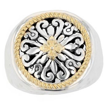 Two Tone Sterling Silver Filigree Ring
