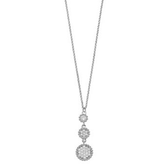 Sterling Silver Cubic Zirconia Cluster Adjustable Necklace
