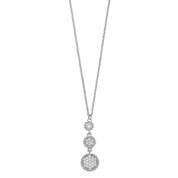 Sterling Silver Cubic Zirconia Cluster Adjustable Necklace