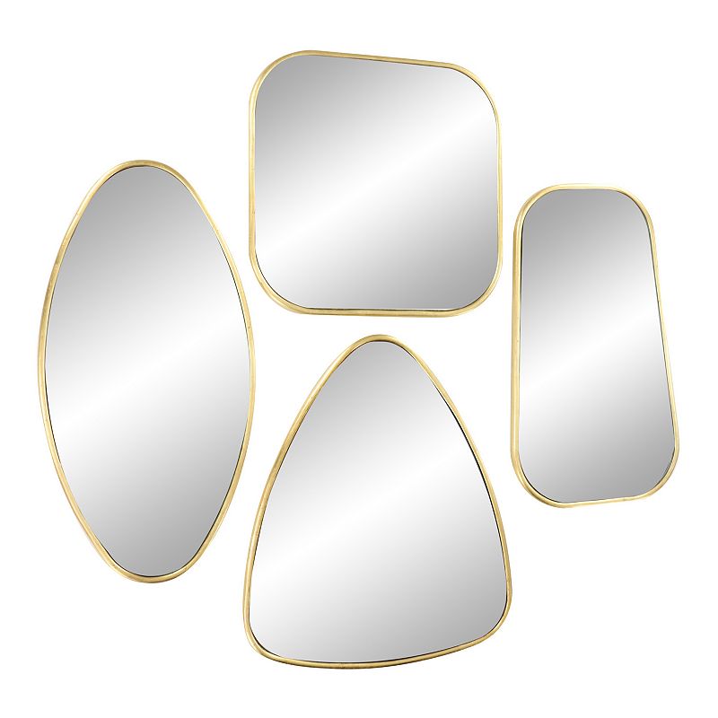 Wood Wall Mirror with Varying Shapes Set of 4 Gold - CosmoLiving by Cosmopolitan