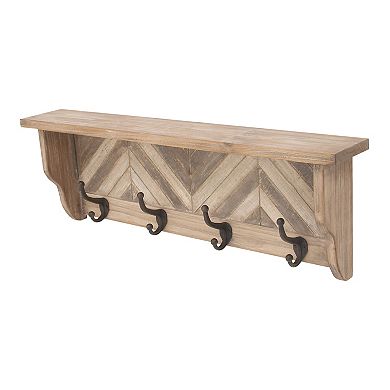 Stella & Eve Chevron 4-Hook Wall Shelf