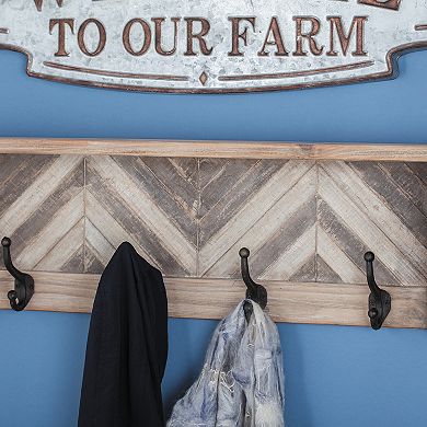 Stella & Eve Chevron 4-Hook Wall Shelf