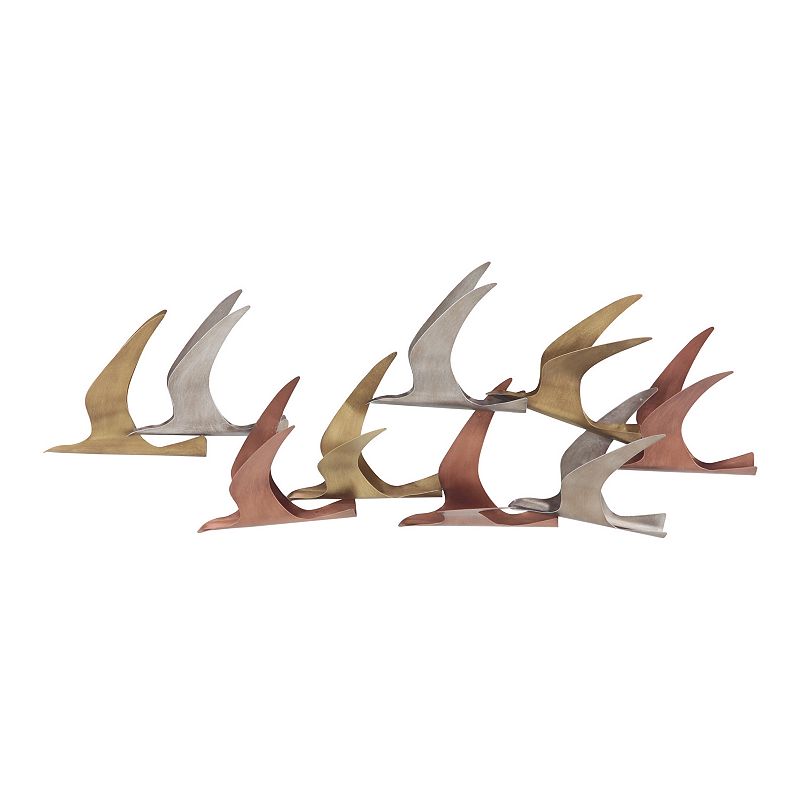 DecMode Indoor Multi Colored Metal Coastal Birds Wall Décor