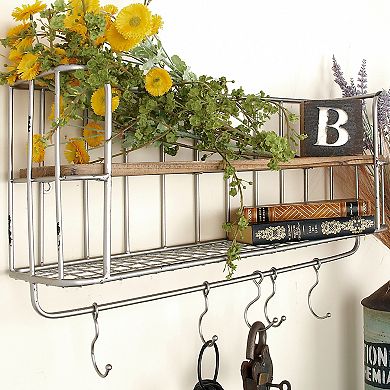 Stella & Eve Farmhouse Hook Wall Shelf 2-piece Set
