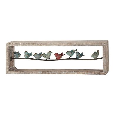 Stella & Eve Natural Perched Birds On Wire Wooden Wall Decor