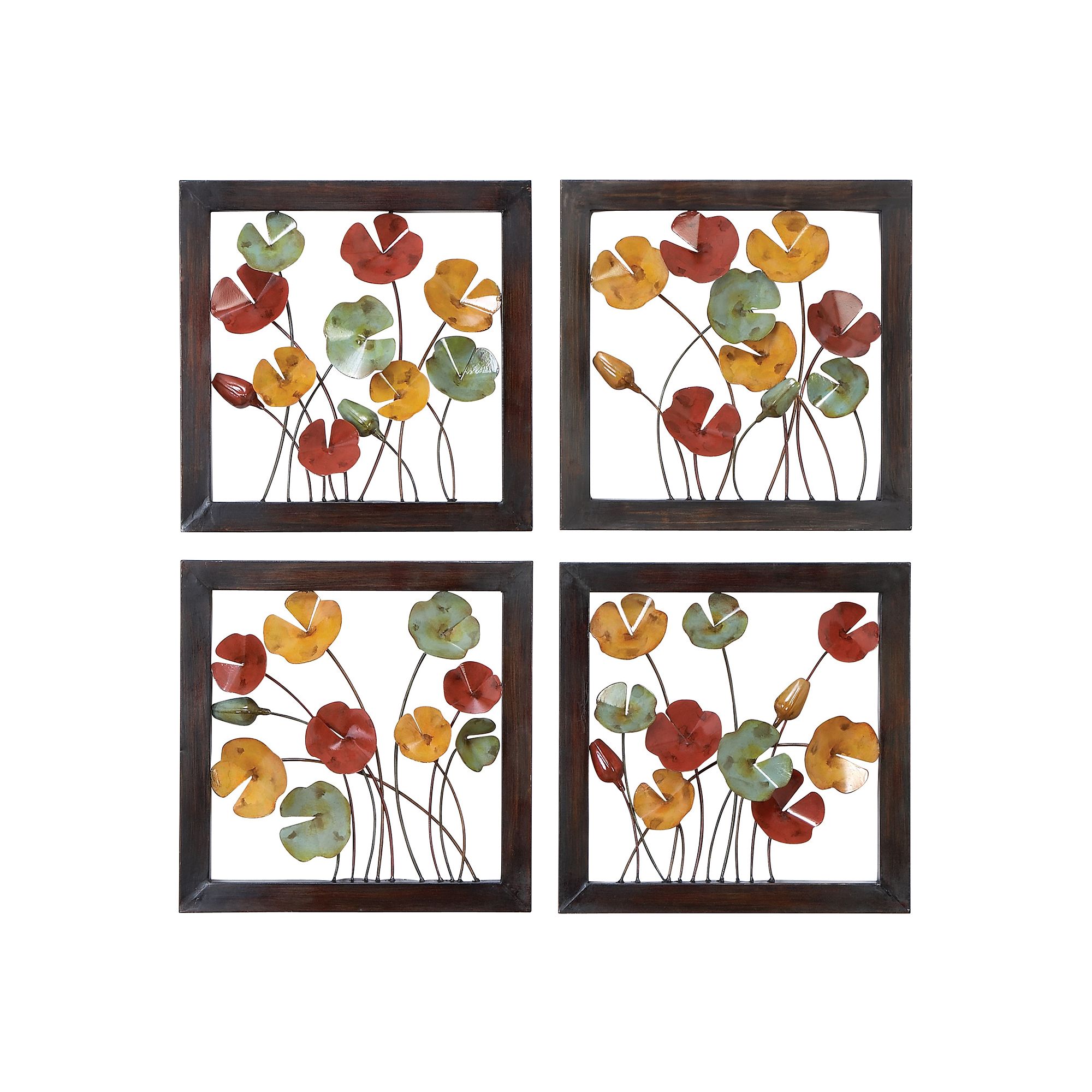 Stella & Eve Poppy Flower Wall Decor 4-piece Set, Multi