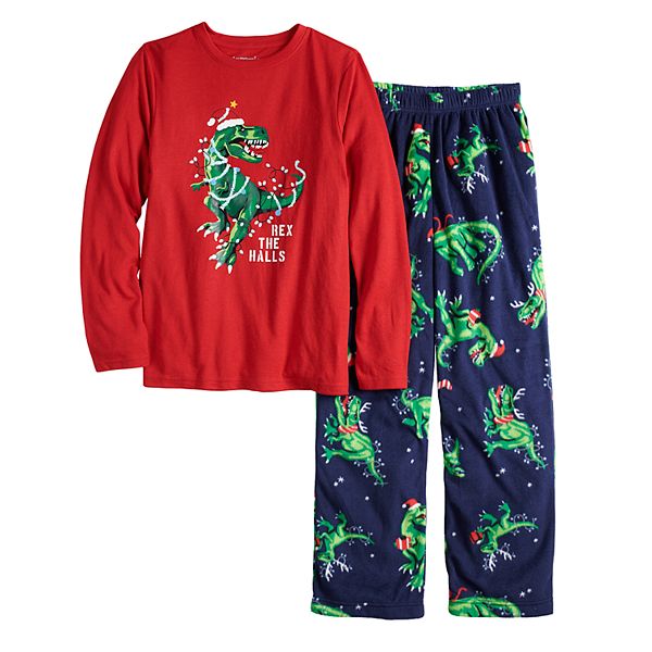 Jammies For Your Families® Boys 4-20 Dinosaur Top & Bottoms Pajama Set