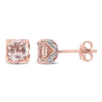 Stella Grace 10k Rose Gold Morganite & Diamond Accent Stud Earrings