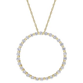 Stella Grace 10k Gold White Sapphire Circle Pendant Necklace