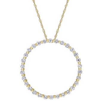 Stella Grace 10k Gold White Sapphire Circle Pendant Necklace