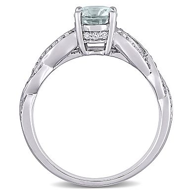 Stella Grace 14k White Gold Aquamarine & 1/4 Carat T.W. Diamond Infinity Ring