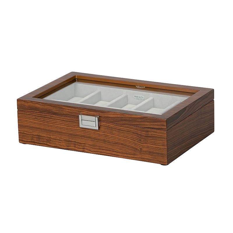 Mele and Co Dante Glass Top Wooden Watch Box, Adult Unisex, Mahagony