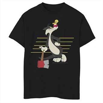 Boys 8-20 Looney Tunes Sylvester & Tweety Lined Portrait Graphic Tee