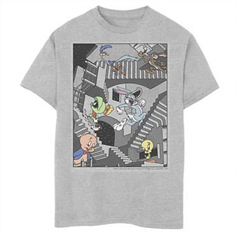 Boys 8-20 Looney Tunes Group Shot Stairways Poster Graphic Tee