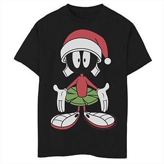 Boys 8-20 Looney Tunes Christmas Marvin The Martian Santa Hat Portrait Graphic Tee