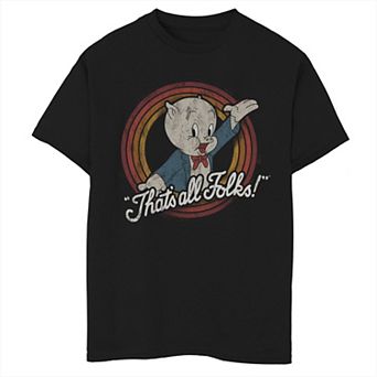 Boys 8-20 Looney Tunes Porky Pig That's All Folks Classic Graphic Tee