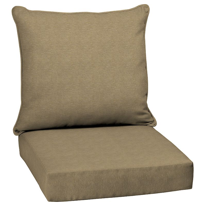 Arden Selections Olefin 2-pack Outdoor Deep Seat Cushion Set, Beig/Green