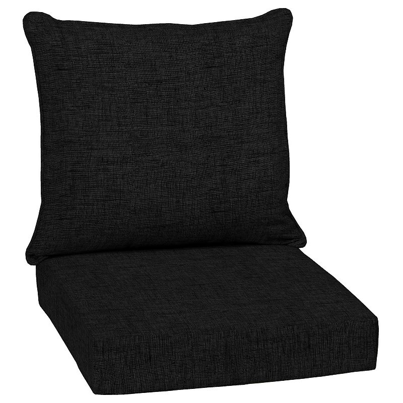 Arden Selections Texture 2-pack Outdoor Deep Seat Cushion Set, Black, 24X24