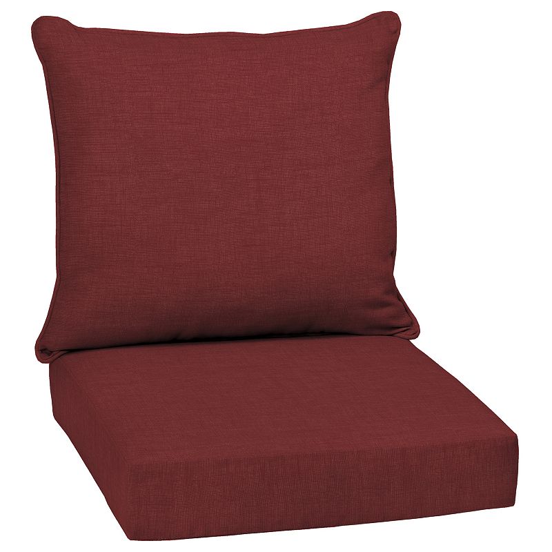 Arden Selections Texture 2-pack Outdoor Deep Seat Cushion Set, Red, 24X24
