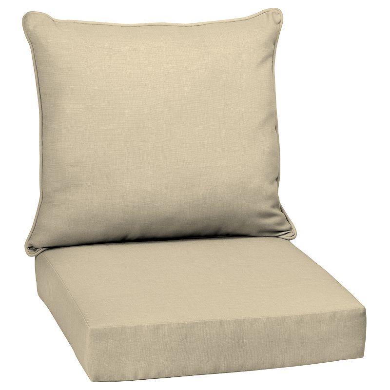 Arden Selections Texture 2-pack Outdoor Deep Seat Cushion Set, Beig/Green, 