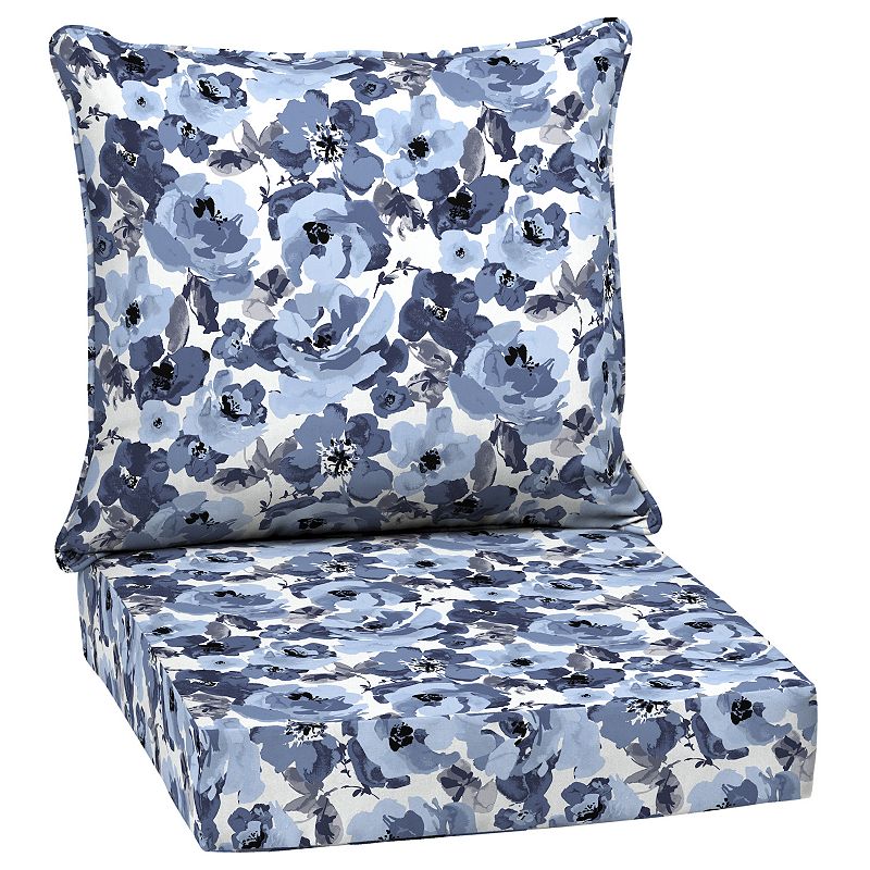 Arden Selections Outdoor Deep Seating Cushion Set 24 x 24  Blue Garden Floral
