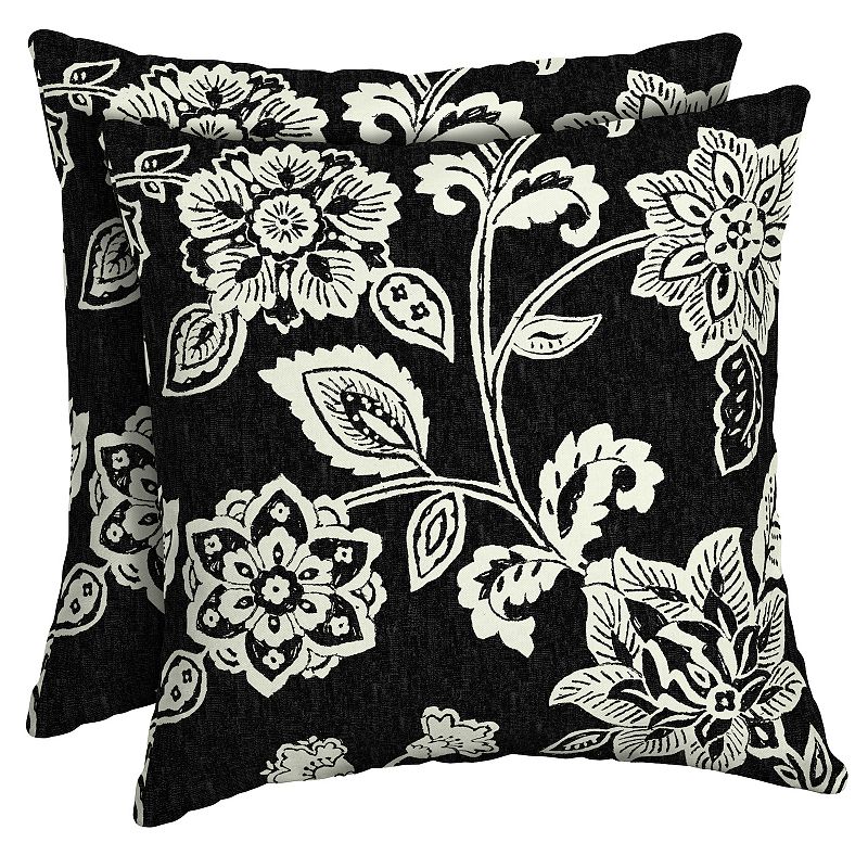 Arden Selections Woven 2-pack Outdoor Throw Pillow Set, Black, 16X16