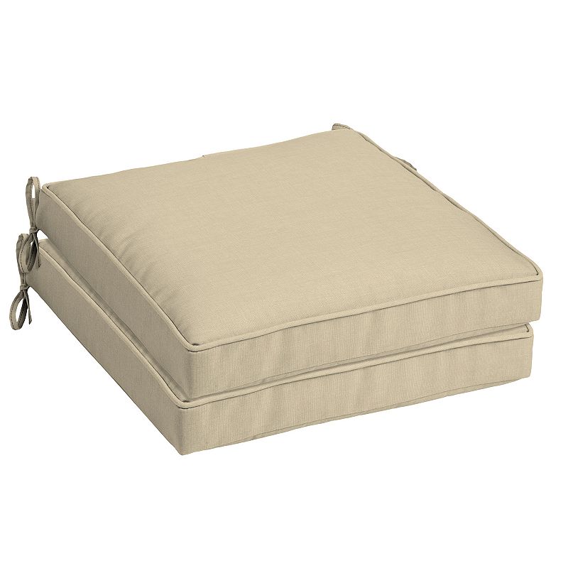 Arden Selections Welted 2-pack Outdoor Dining Seat Cushion Set, Beig/Green,