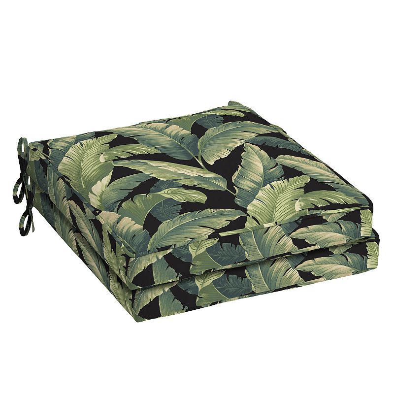 Arden Selections Welted 2-pack Outdoor Dining Seat Cushion Set, Black, 21X2