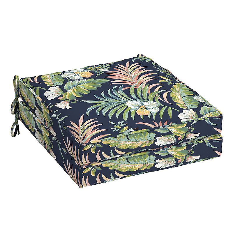 Arden Selections Welted 2-pack Outdoor Dining Seat Cushion Set, Blue, 21X21