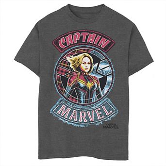 Boys 8-20 Marvel Captain Marvel Stitched Patched Portrait Graphic Tee